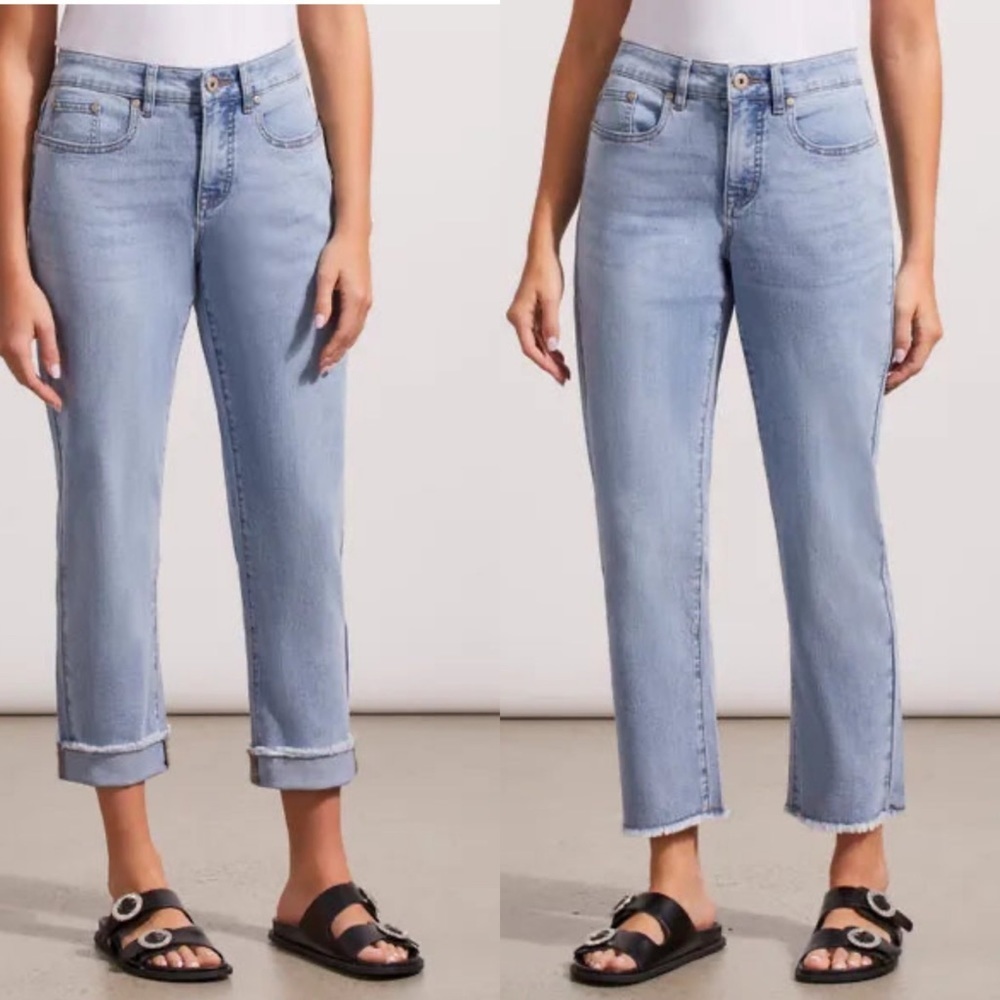 Tribal Jeans Cropped, raw hem, size 16